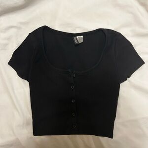 H&M Black Scoop Neck Crop Top
